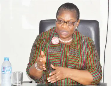  ?? Photo: Ikechukwu Ibe ?? The Co-Convener of #BringBackO­urGirls, Dr. Oby Ezekwesili, during her courtesy visit to Media Trust Headquarte­rs in Abuja yesterday