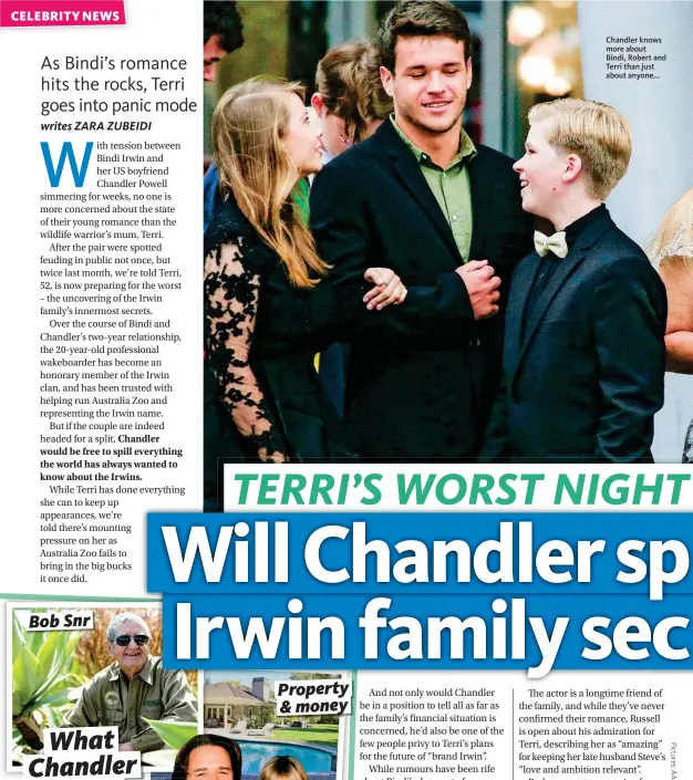  ??  ?? Chandler knows more about Bindi, Robert and Terri than just about anyone...