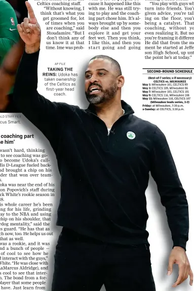  ?? ?? AP FILE TAKING THE REINS: Udoka has taken ownership of the Celtics as first-year head coach.