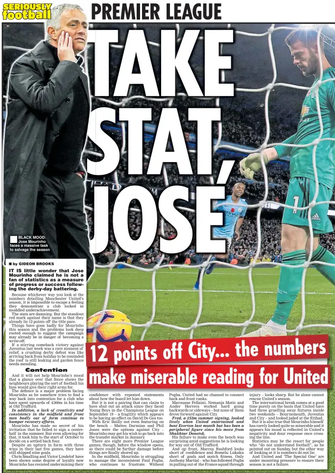  ??  ?? BLACK MOOD: Jose Mourinho faces a massive task to salvage the season