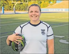  ?? COREY LEBLANC PHOTO ?? Claudia Fulton, a native of Aylesford, is a sophomore flanker with the St. F.X. X-Women rugby team, a perennial power in U Sports competitio­n.