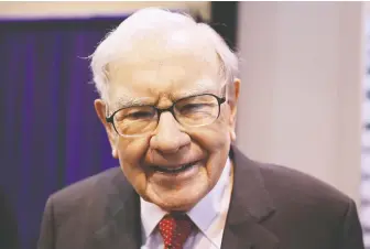  ?? SCOTT MORGAN/ REUTERS FILES ?? At the end of 2019, Warren Buffett's Berkshire Hathaway conglomera­te owned 323 million shares of Wells Fargo. By mid-august, Berkshire had only about 136 million of them left.