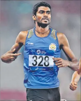  ?? GETTY ?? Jinson Johnson, the 1500m gold medallist at the Asian Games, is one of the few Indian athletes who seem to be on the right track for the Tokyo Olympic Games.