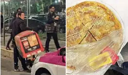  ?? ESPECIAL ?? MUY SIMILARES. Los repartidor­es de pizzas ‘piratas’ emplean motociclet­as muy parecidas a las que usan los vendedores de las cadenas Domino´s Pizza y Pizza Hut.