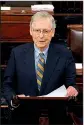  ?? AP/Senate Television ?? Senate Majority Leader Mitch McConnell of Kentucky speaks on the floor of the U.S. Senate on Monday on Capitol Hill in Washington.