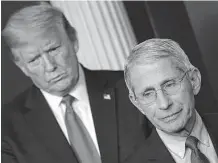  ?? Mandel NGAN/AFP via Getty Images ?? In the 250-plus pages of “The Courage to Be Free,” Dr. Anthony Fauci is painted as the enemy of freedom with his COVID policies. Trump, it seems, was not in charge during the early months of COVID.