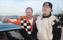  ?? BERND FRANKE THE ST. CATHARINES STANDARD ?? Niagara Falls’ Mini Stock racer Anthony Kelly, left, shown with his dad Tony in this file photo, outraced his dad in the 4-cylinder feature at on eve of Father’s Day at Merrittvil­le Speedway.