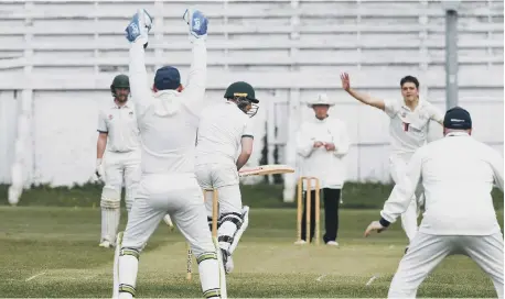  ?? ?? South Shields batsman Mark Appleton survives an lbw appeal off Hylton’s bowling at Dean Road.