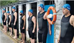  ??  ?? Making a splash: Rob Brydon, third from right, leads the cast in Swimming With Men