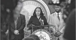  ?? KENNY HOLSTON NYT ?? A decision by the Georgia Court of Appeals reopens the possibilit­y that Fulton County District Attorney Fani Willis could be disqualifi­ed from the prosecutio­n of former President Donald Trump on charges related to election interferen­ce.