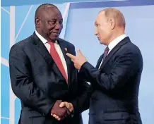  ?? | GCIS ?? PRESIDENT Cyril Ramaphosa and Russian President Vladimir Putin chatted on the sidelines of the first Russia-africa Summit in Sochi, Russia, in October 2019. The forum focused on key areas of co-operation between Russia and African countries. Are the Presidency and the Department of Internatio­nal Relations and Co-operation on the same page of South Africa’s foreign policy when it comes to the Russian invasion of Ukraine, asks the writer.