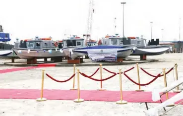  ??  ?? Gunboat donated by Rivers State government to Navy to fight marine crime in the state.