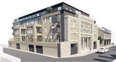  ??  ?? Artist’s impression from planning documents of residentia­l scheme for former Picture House in Bacup Road, Rawtenstal­l