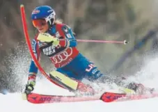  ?? Giovanni Auletta, The Associated Press ?? Mikaela Shiffrin competes during Wednesday’s World Cup slalom event in Zagreb, Croatia. She won by a whopping 1.59 seconds.