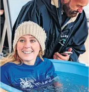  ?? PHOTO SUPPLIED ?? One of the Derbyshire Mind team smiling through the ice-cold challenge.