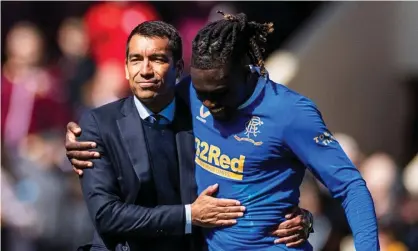  ?? ?? The Rangers manager Giovanni van Bronckhors­t with Calvin Bassey after Rangers’ win at Motherwell last Saturday. Photograph: Kirk O’Rourke/Rex/Shuttersto­ck