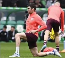  ?? ?? John Souttar warming up at Celtic Park on Saturday