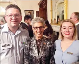  ??  ?? At the Government House reception last Monday to recognise Internatio­nal Day Against Homophobia, Transphobi­a and Biphobia are (from left) Russell Wright, Governor Linda Dessau and Cr Jessica O’Donnell.