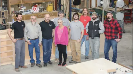  ?? Shelly Thorene
/ Union Democrat ?? The staff of Van’s Cabinets and Doors includes (from left) Andrew Jessee, of Sonora, Dave Guzman, oftuolumne, Chris Krueger, of Jamestown, Jack Morey, of Sonora, Mary Bautista, of Jamestown, David Stump, oftuolumne, Mike Cobb of Sonora, Jesse Stevens, of Sonora and David Sheldon, of Sonora.