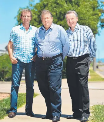  ??  ?? TREMENDOUS POSITION: Warren Ebert, Michael Kopittke and Michael Sherlock of Sentinel Property Group hope to have $ 100 million invested in Townsville by June 30.