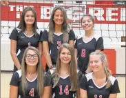  ??  ?? Seniors Raven Hobbs, Madison Stookey, Bailey Sullivan, Riley White, Morgan Noblitt and Xitlalli Gomez will be looking to extend LFO’s state playoff streak in what will be a tougher Area 6-AAA in 2020.