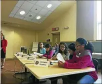  ??  ?? Vogel-Wetmore fifth-grade students held a mock public hearing Wednesday.