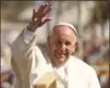  ?? GENARO MOLINA, TNS ?? Pope Francis waves to pilgrims at the Municipal Sports Center in San Cristobal de Las Casas, Mexico.