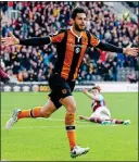  ?? ?? TIGER FEAT: Andrea Ranocchia celebrates hitting Hull’s late winner