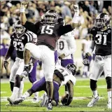  ?? ERIC CHRISTIAN SMITH / GETTY IMAGES ?? Texas A&M defensive end Myles Garrett is expected to be the top overall pick in the NFL draft (held by the Browns). Defensive linemen perform their on-field workouts Sunday at the combine.