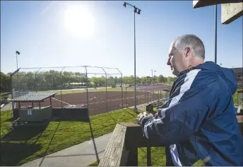  ?? NWA Democrat-Grazette photograph by Ben Goff ?? Pea Ridge’s Ray Burwell said he worked as a softball umpire 38 of 52 weekends last year. With the cancellati­on of high school and college softball games this spring, he said it has put a major dent in additional income.
