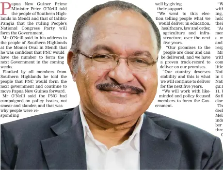  ??  ?? Papua New Guinea Prime Minister Peter O’Neill.