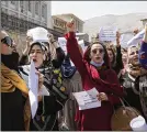  ?? WALI SABAWOON/ASSOCIATED   PRESS ?? Women gather to demand their rights under the Taliban rule during a protest in Kabul, Afghanista­n, Friday.