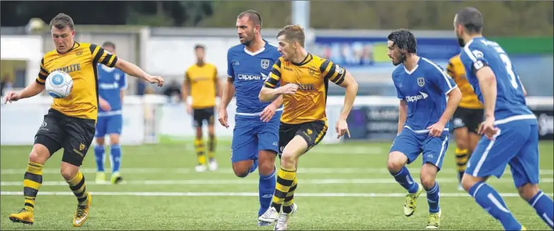  ?? FM4506492 ?? Maidstone’s Alex Flisher gets the ball under control against Guiseley