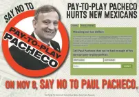  ??  ?? An image of the state Democratic Party’s website dedicated to attacking state Rep. Paul Pacheco, R-Albuquerqu­e.