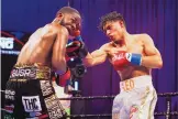  ?? AMANDA WESTCOTT/SHOWTIME ?? Angelo Leo, right, seen here against Tramaine Williams in August, suffered the first loss of his career on Saturday, when Stephen Fulton Jr. beat him to win the WBO super bantamweig­ht title.