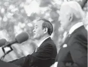  ?? ANDREW HARNIK/AP ?? Japan’s Prime Minister Yoshihide Suga and President Joe Biden speak Friday at the White House.