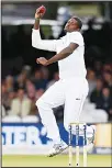  ?? (AP) ?? West Indies’ captain Jason Holder bowls on the first day of the third Test match between England and the West Indies at Lord’s cricket ground in London on Sept 7.