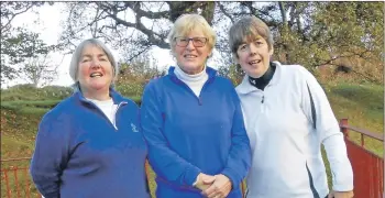  ??  ?? Winner of the Drumadoon at Corrie Fiona Henderson, centre, with Isabel McDonald and Susan Butchard.