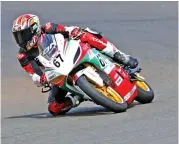  ?? ?? Rajini Krishnan in action in the Pro-Stock 301-400cc race