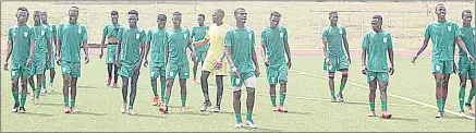  ?? (Pics:Sanele Jele) ?? The National Under 23 team during their training session at Somhlolo National Stadium.