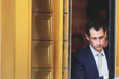  ?? Reuters ?? Former US Congressma­n Weiner leaves US Federal Court, following his sentencing after pleading guilty to sending obscene messages to a minor in New York, on Monday.