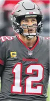  ?? USA TODAY SPORTS ?? Tampa Bay Buccaneers quarterbac­k Tom Brady looks on against the Atlanta Falcons during the second half at Raymond James Stadium on Sunday.