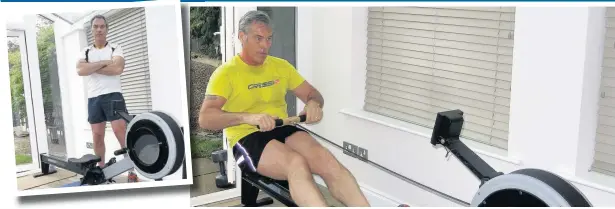  ??  ?? Gary Scully on his rowing machine at home