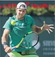  ?? Larry W. SMith European Pressphoto Agency ?? JACK SOCK upset fourth-seeded Kei Nishikori in three sets to reach the semifinals at Indian Wells.