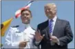  ?? SUSAN WALSH — THE ASSOCIATED PRESS ?? President Donald Trump poses for a photo with U.S. Coast Guard Academy graduate Brendan Ryan Sullivan during commenceme­nt