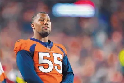  ?? JACK DEMPSEY/ASSOCIATED PRESS FILE ?? Denver Broncos linebacker Bradley Chubb expresses confidence in the NFL to keep him safe during the coronaviru­s pandemic when teams are finally able to get back to work.