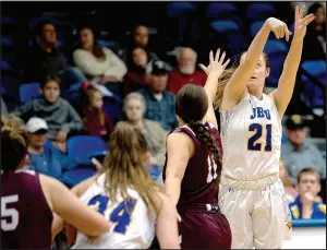  ?? Photo courtesy of JBU Sports Informatio­n ?? John Brown senior Ally Teague and the Golden Eagles host Science and Arts (Okla.) at 6 p.m. Thursday at Bill George Arena to open the 2020 portion of their schedule.