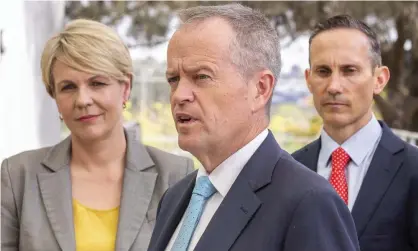  ?? Photograph: Daniel Pockett/AAP ?? The deputy Labor leader, Tanya Plibsersek, the Labor leader, Bill Shorten, and Andrew Leigh, who says the phoenixing crackdown will helpprotec­t the economy.