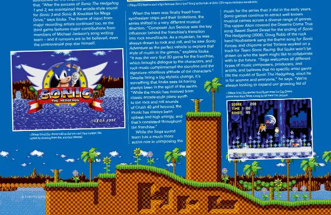  ??  ?? images. We » [Mega Drive] Our doctor told us that you can’t hear replied by showing them this, and they relented.
Bring up the topic of Sonic CD’S region-exclusive soundtrack­s. » [Mega-cd] Want to start a fight between Sonic fans?
Zone’s » [Mega Drive] Songwriter Brad Buxer drew Ice Cap theme from Hard Times, a song by his band The Jetzons.