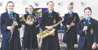  ?? Picture: Contribute­d ?? TALENTED MUSICIANS: Primed for their new musical experience­s are (from left) Gabby Kleidon, Hannah Waterfall, Emily Lawrence, Lauren Lester and Celine Dixon.